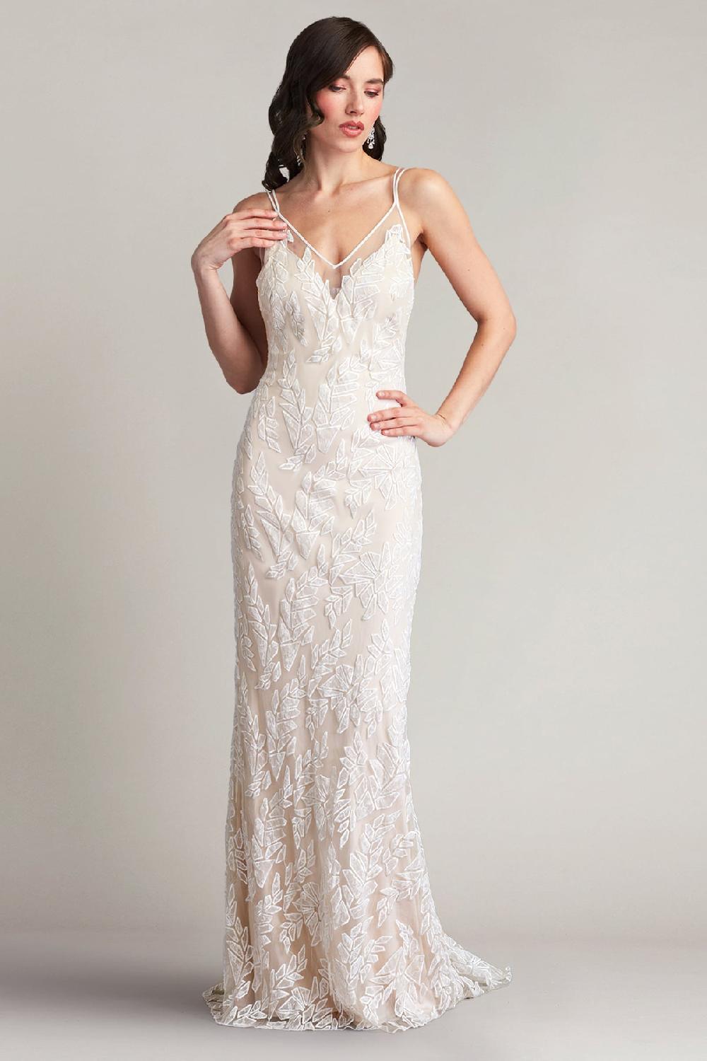Tadashi Shoji Pippa Embroidered Tulle Strap Gown
