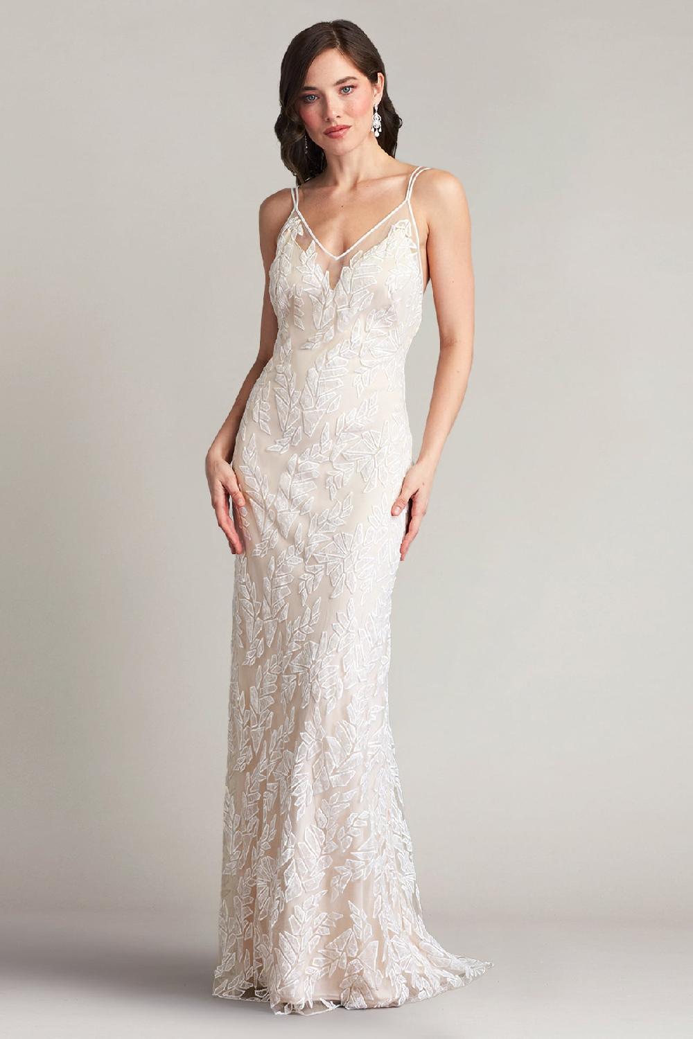 tadashi shoji Pippa Embroidered Tulle Strap Gown