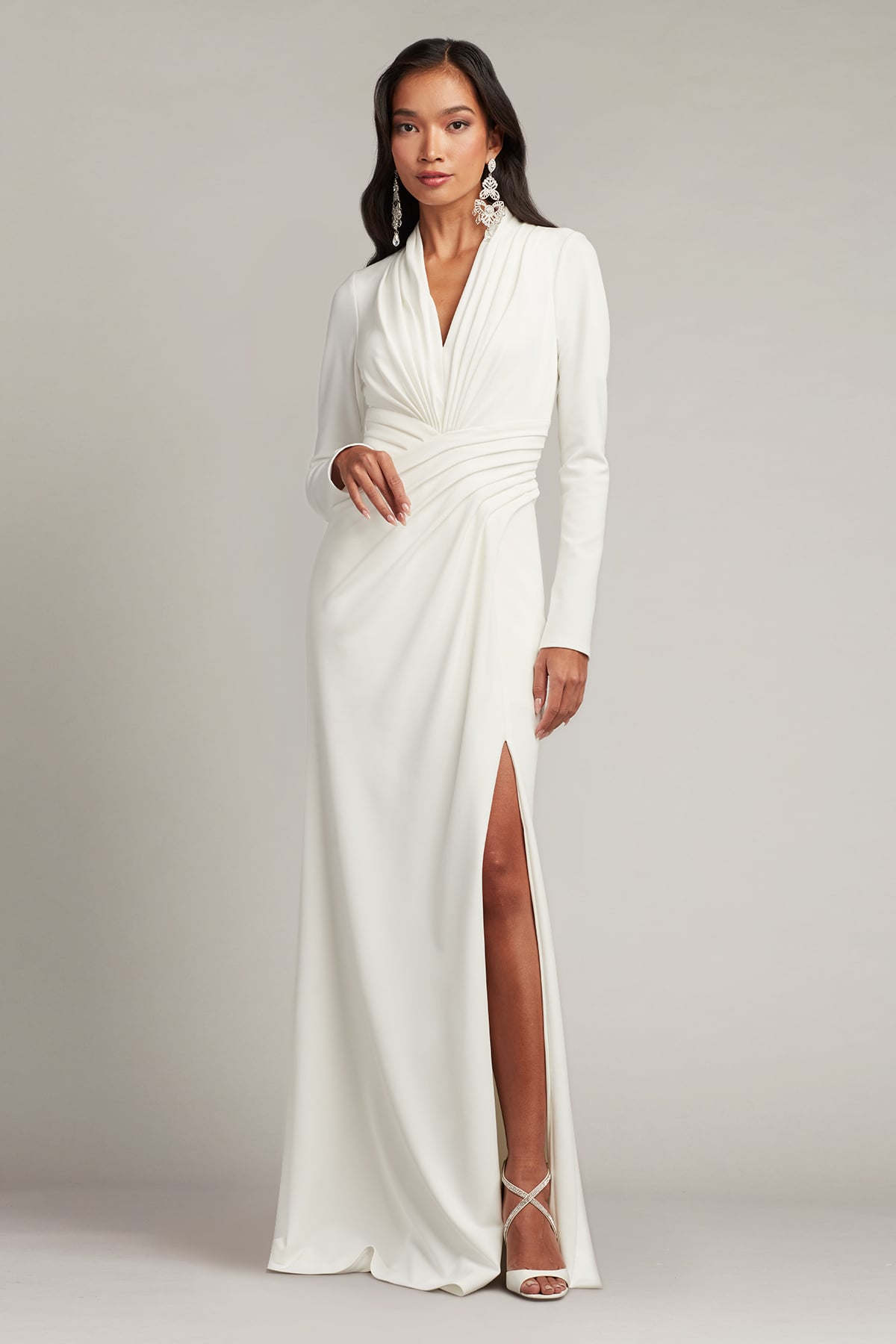 Tadashi Shoji Pullman Draped High Slit Gown