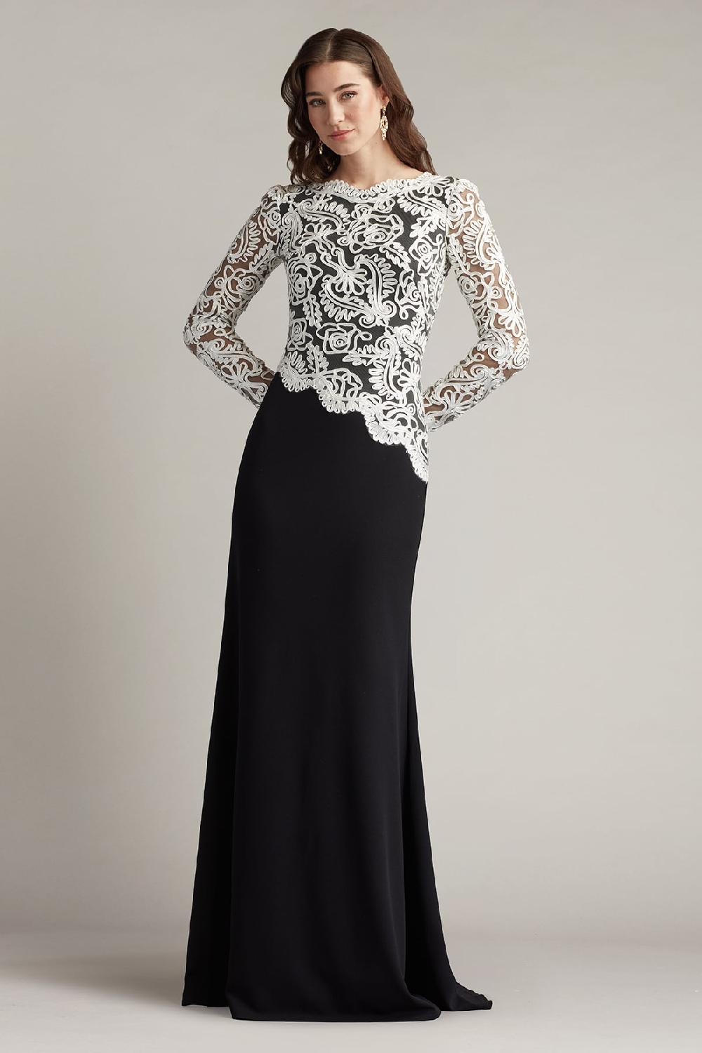 Tadashi Shoji Randall Embroidered Crepe Gown