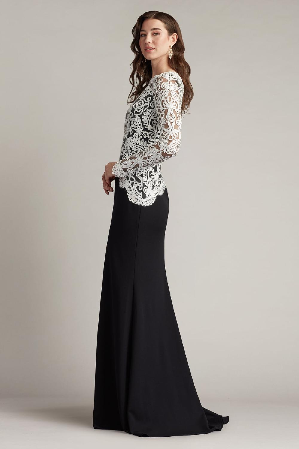 Tadashi Shoji Randall Embroidered Crepe Gown