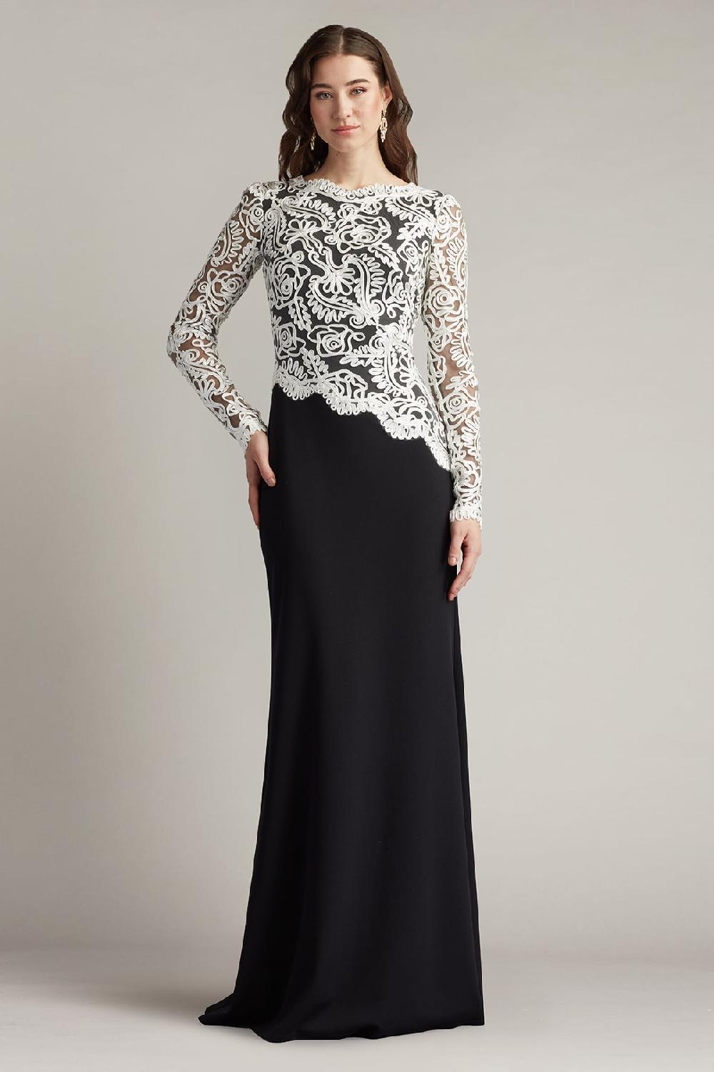 tadashi shoji Randall Embroidered Crepe Gown