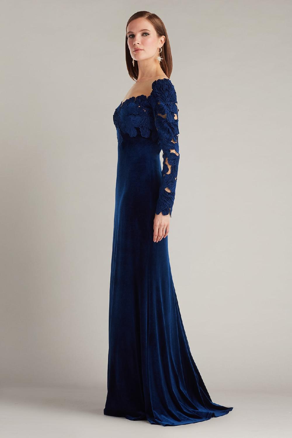 Tadashi Shoji Rhyne Embroidered Velvet Gown