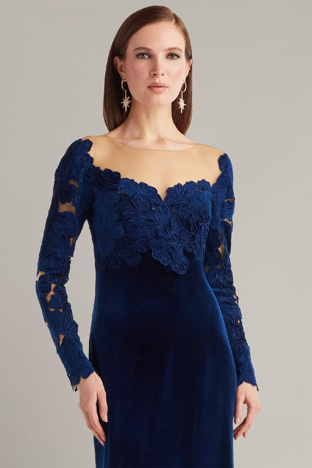 Tadashi Shoji Rhyne Embroidered Velvet Gown