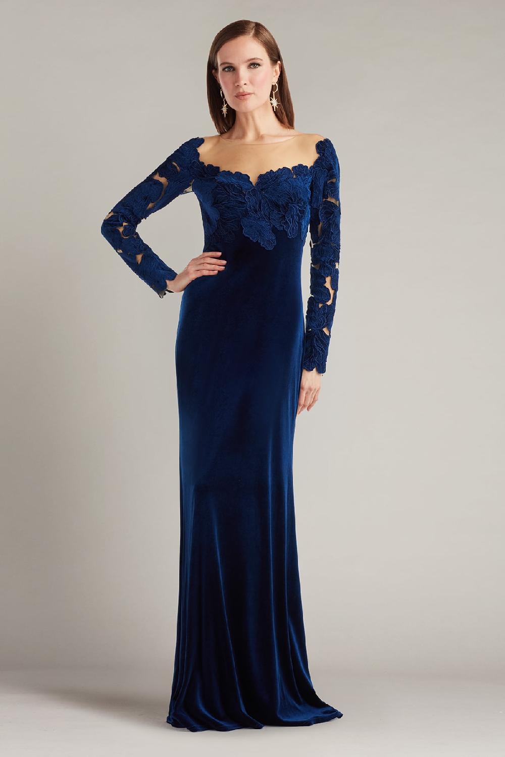 tadashi shoji Rhyne Embroidered Velvet Gown
