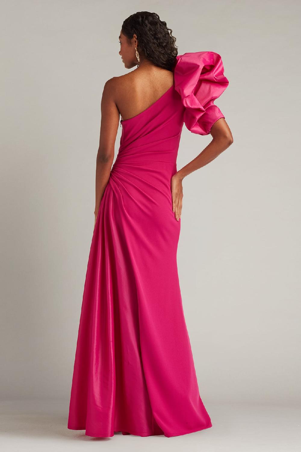 Tadashi Shoji Romay Pouf Sleeve Contrast Gown