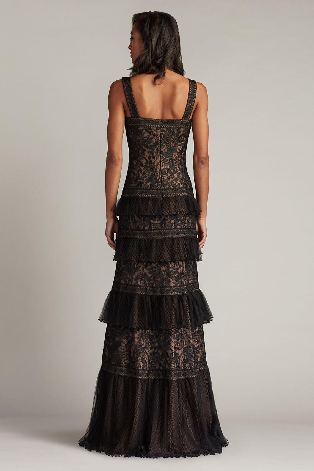 Tadashi Shoji Ruva Tiered Ruffle Embroidered Gown