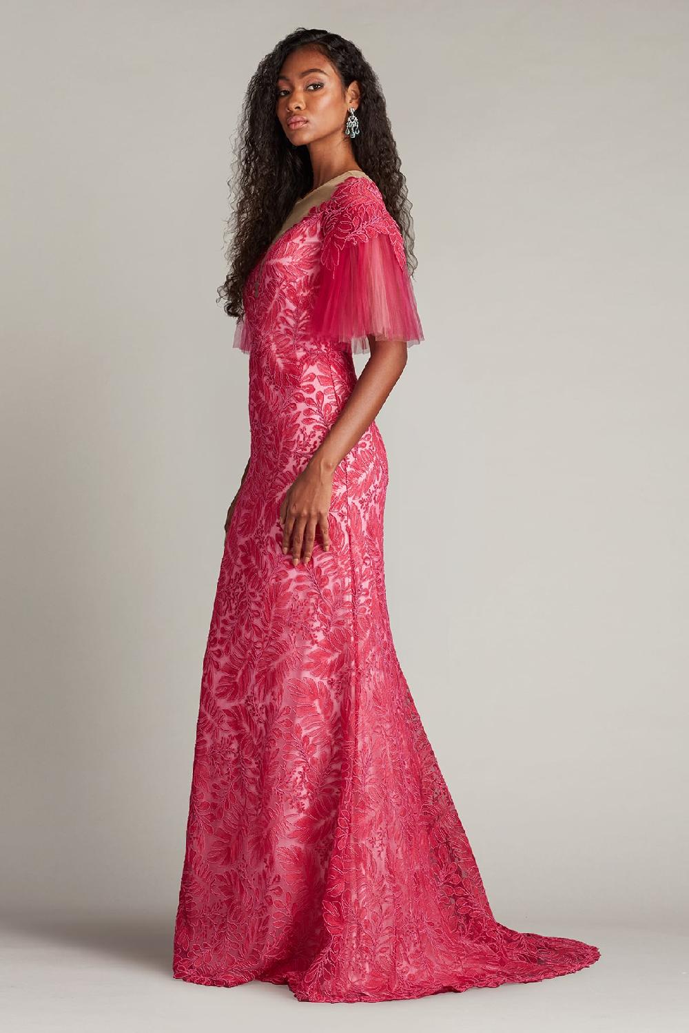 Tadashi Shoji Ryn Embroidered Tulle Illusion Gown