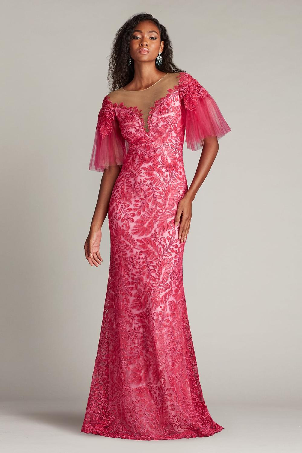Tadashi Shoji Ryn Embroidered Tulle Illusion Gown