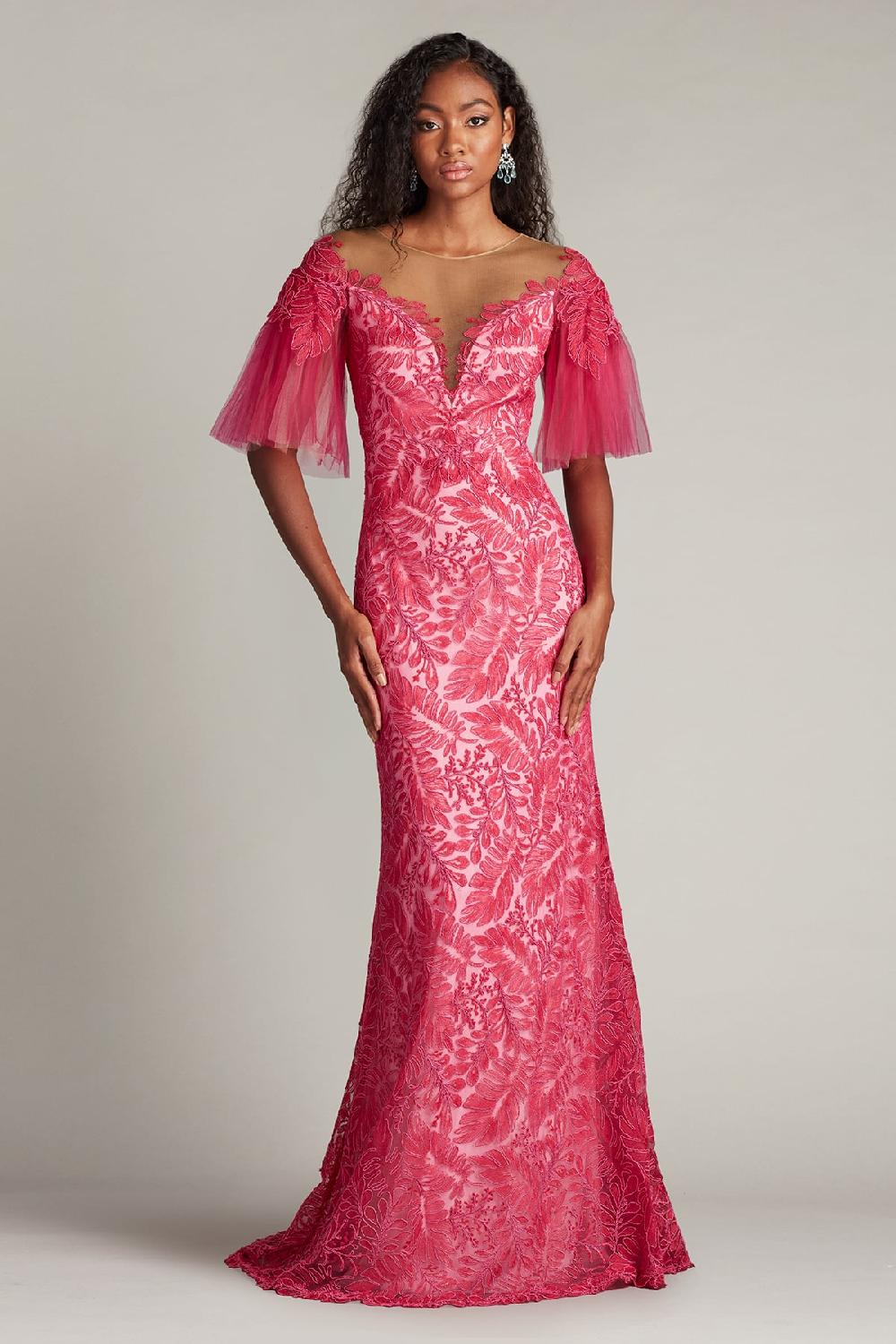 tadashi shoji Ryn Embroidered Tulle Illusion Gown