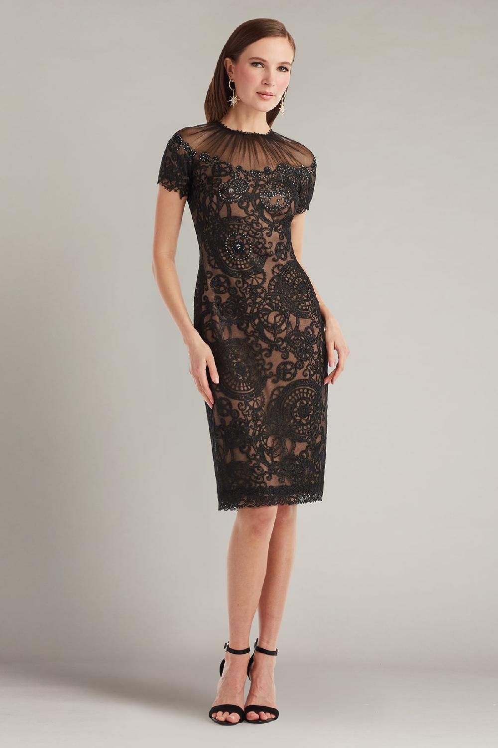 tadashi shoji Sable Embroidered Tulle Dress