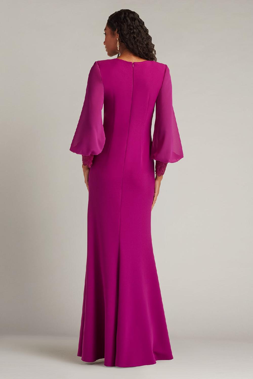 Tadashi Shoji Sahana Bishop Sleeve Plunge Gown