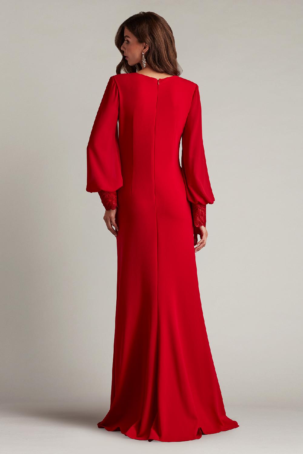 Tadashi Shoji Sahana Bishop Sleeve Plunge Gown