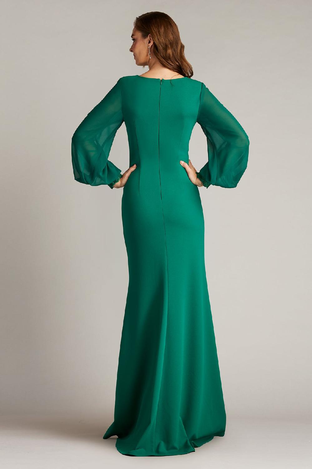 Tadashi Shoji Sahana Bishop Sleeve Plunge Gown