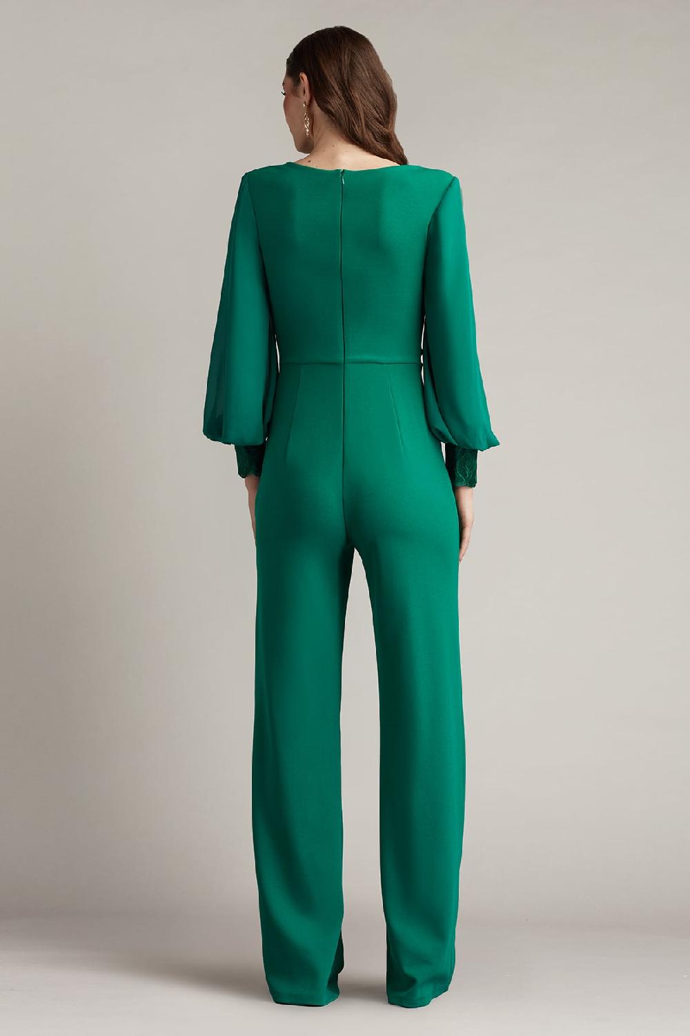 Tadashi Shoji Sahana Bishop Sleeve Plunge Jumpsuit