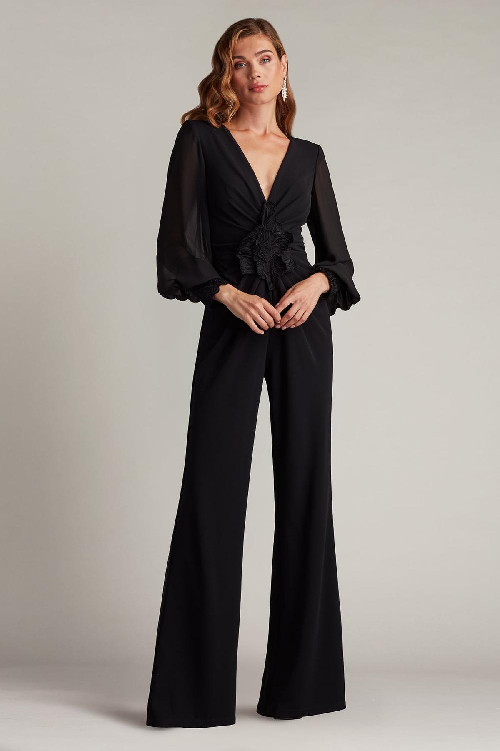 Tadashi Shoji Sahana Bishop Sleeve Plunge Jumpsuit
