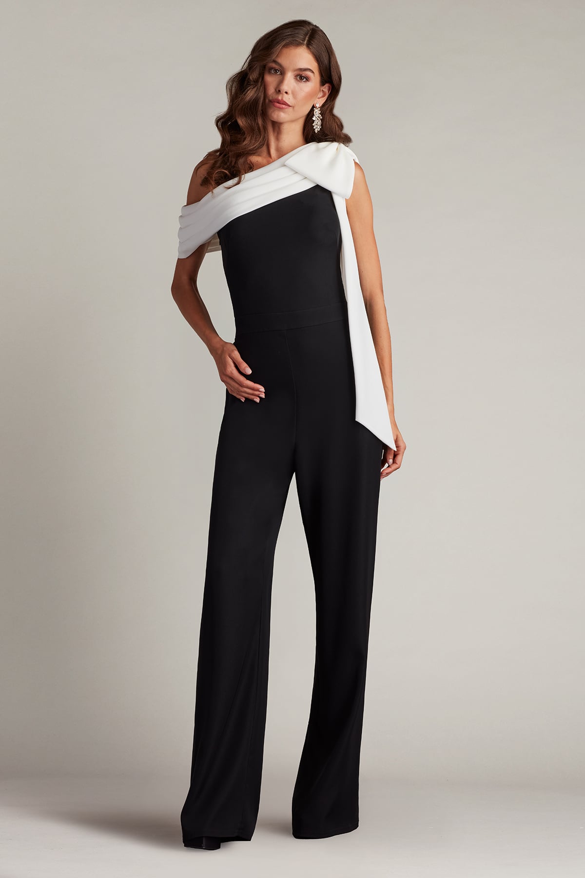 Tadashi Shoji Sancia Bow-Shoulder Jumpsuit