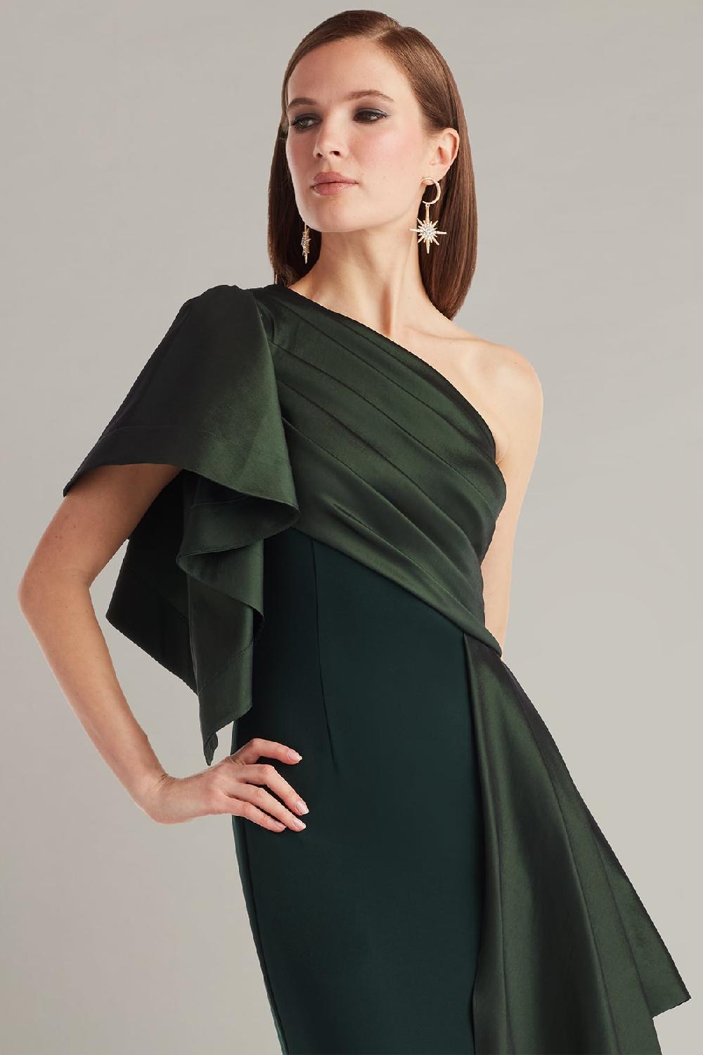 Tadashi Shoji Santa Fe Draped Flounce Gown