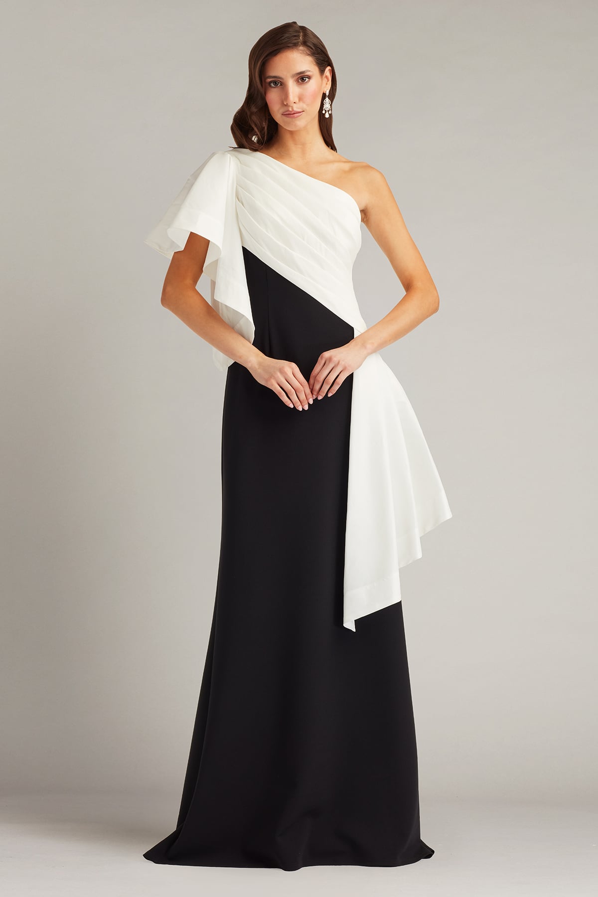 tadashi shoji Santa Fe Draped Flounce Gown