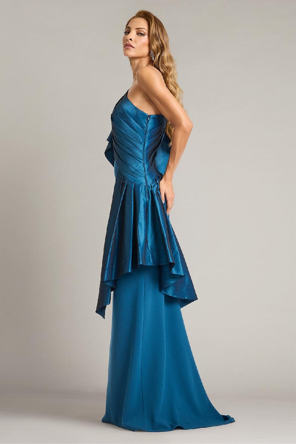 Tadashi Shoji Santa Fe Draped Flounce Gown
