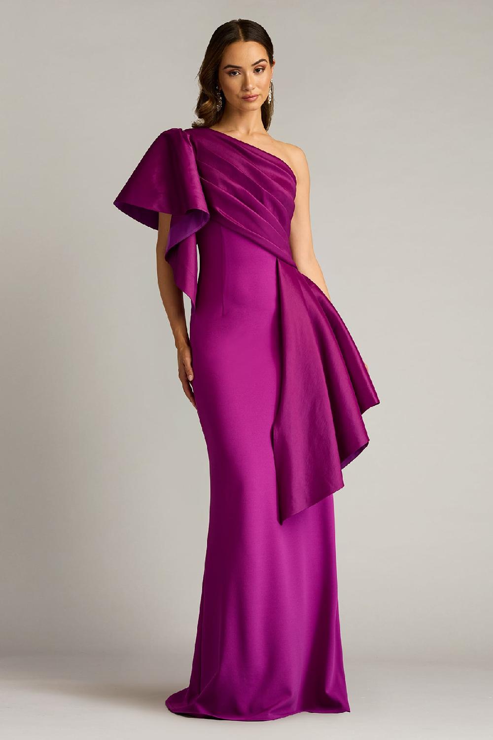 Tadashi Shoji Santa Fe Draped Flounce Gown