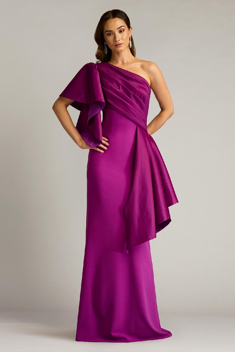 tadashi shoji Santa Fe Draped Flounce Gown