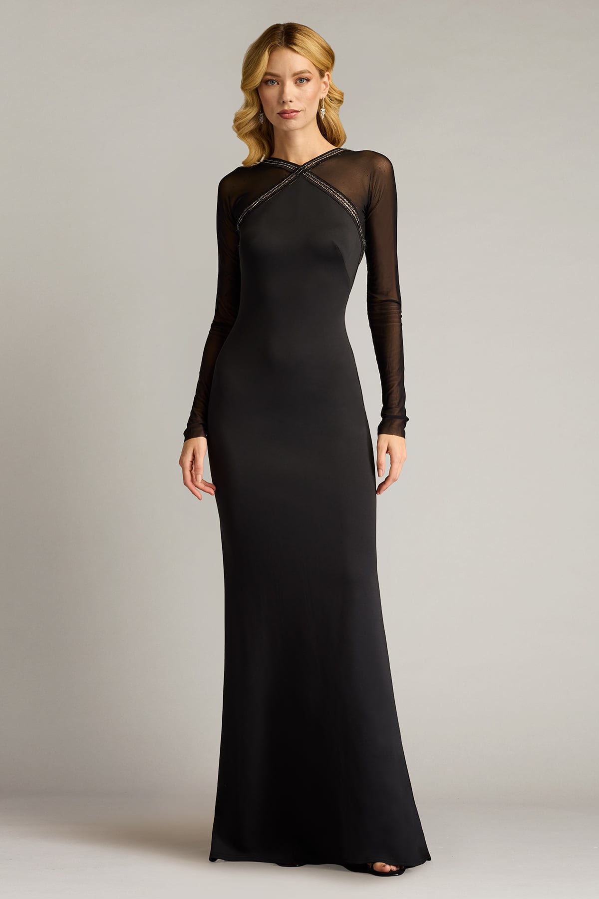 Tadashi Shoji Savoy Sheer Sleeve Gown