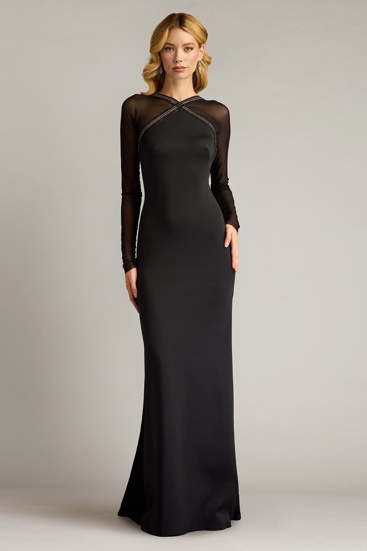 tadashi shoji Savoy Sheer Sleeve Gown