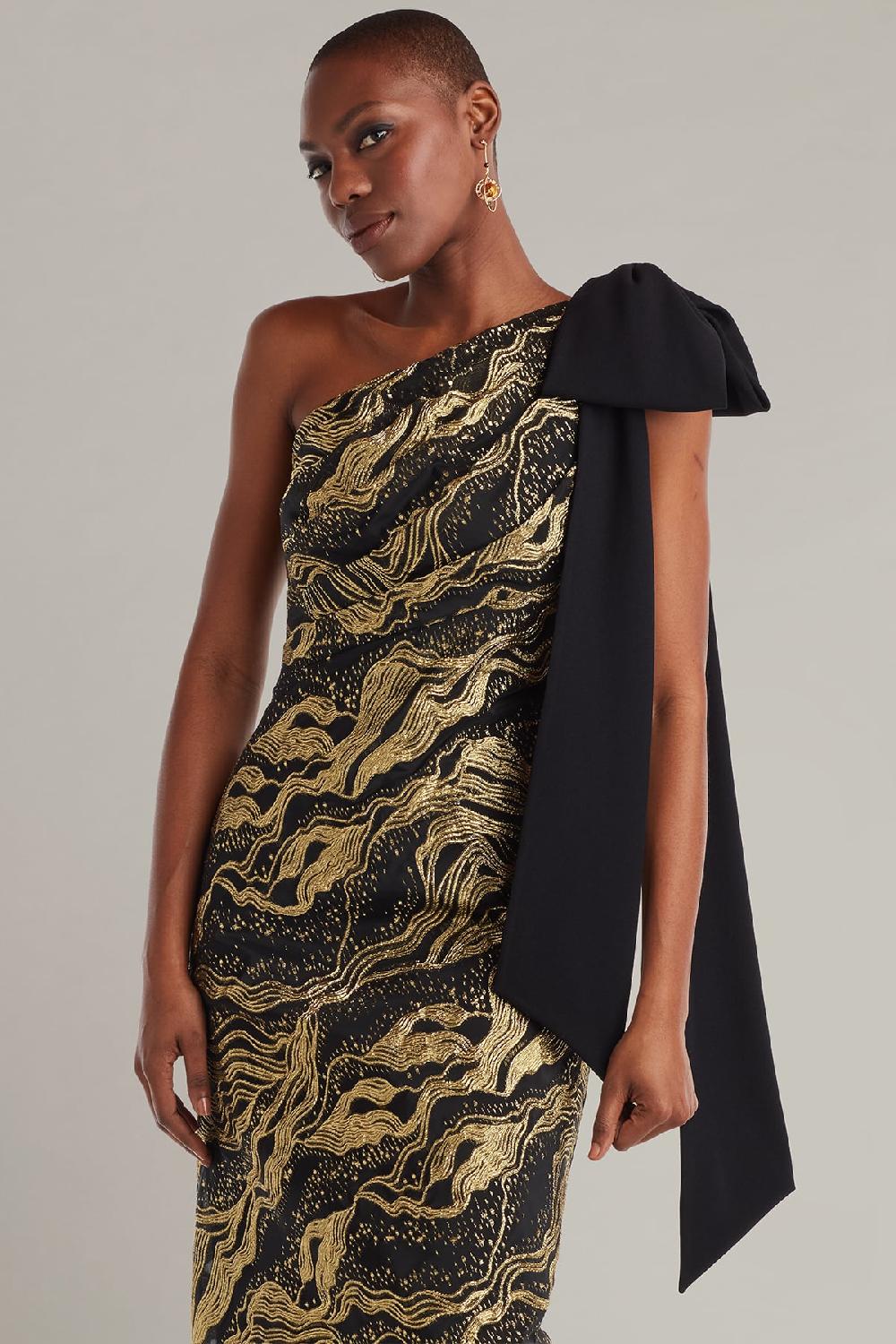 Tadashi Shoji Shariza Bow-Shoulder Gown