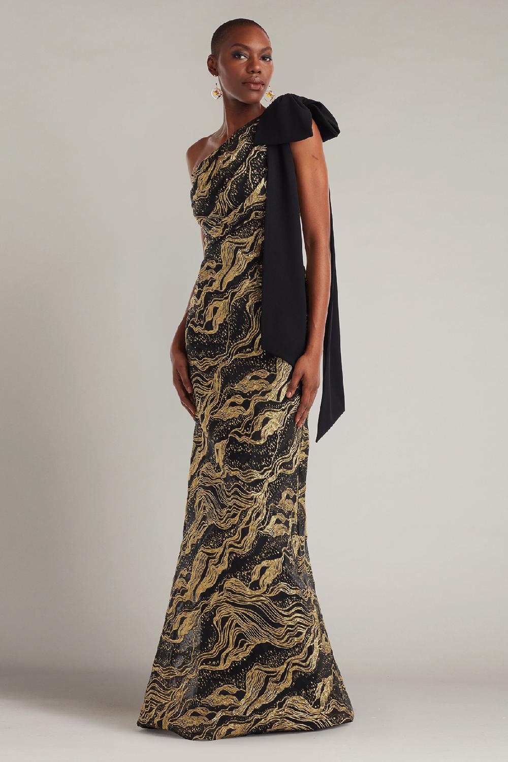 tadashi shoji Shariza Bow-Shoulder Gown