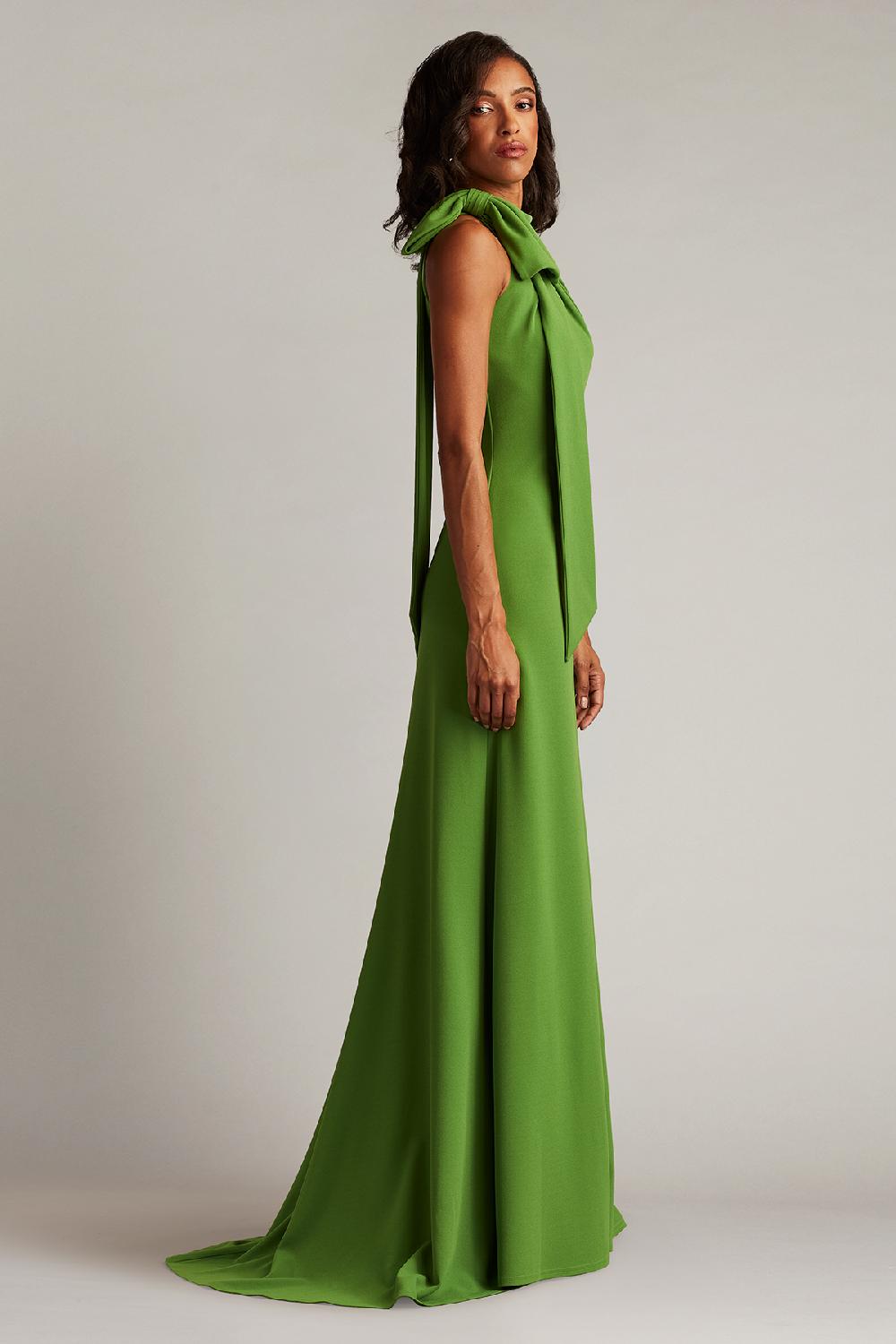Tadashi Shoji Sims Shoulder Bow Halter Gown