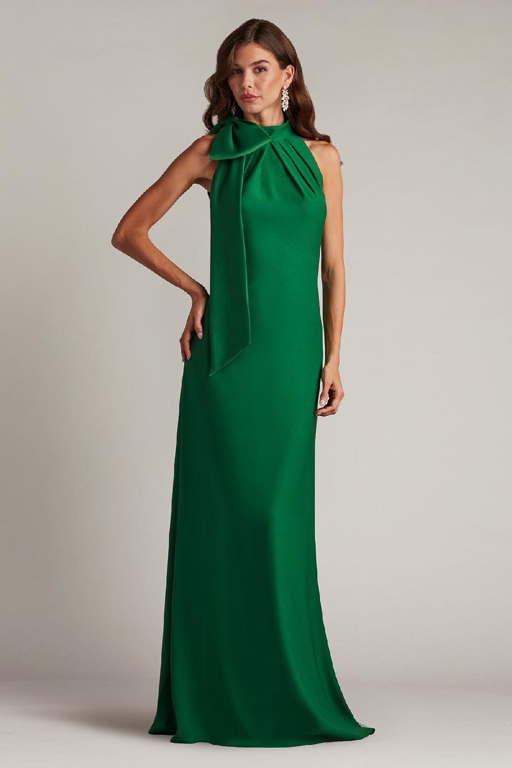 tadashi shoji Sims Shoulder Bow Halter Gown