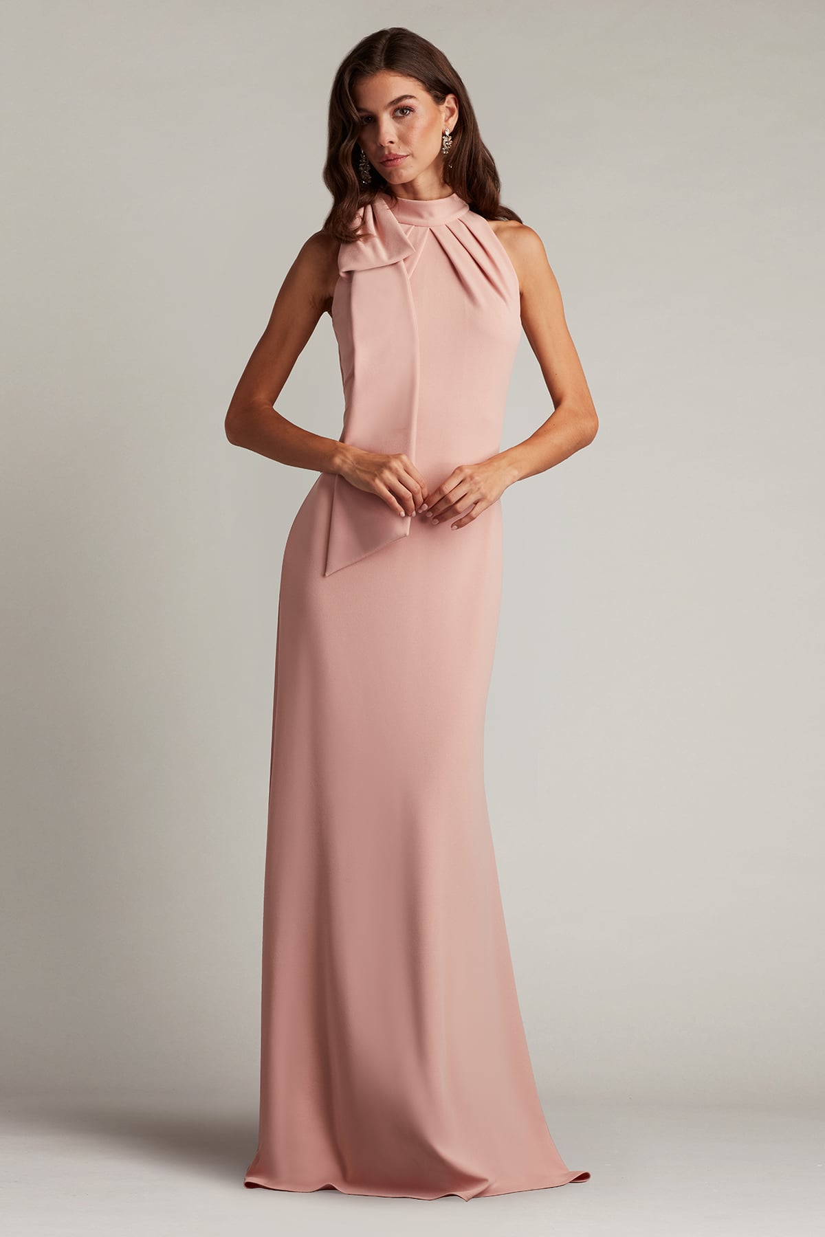 Tadashi Shoji Sims Shoulder Bow Halter Gown