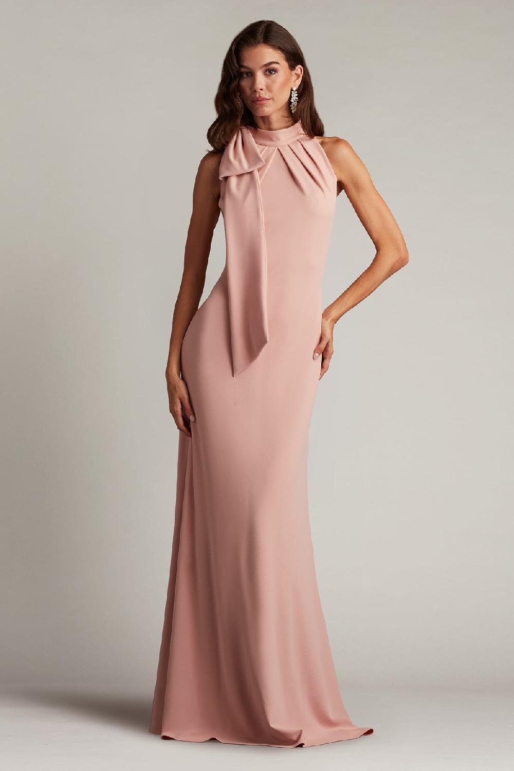 tadashi shoji Sims Shoulder Bow Halter Gown