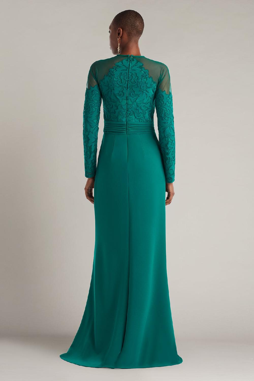 Tadashi Shoji Sinclair Embroidered Crepe Gown