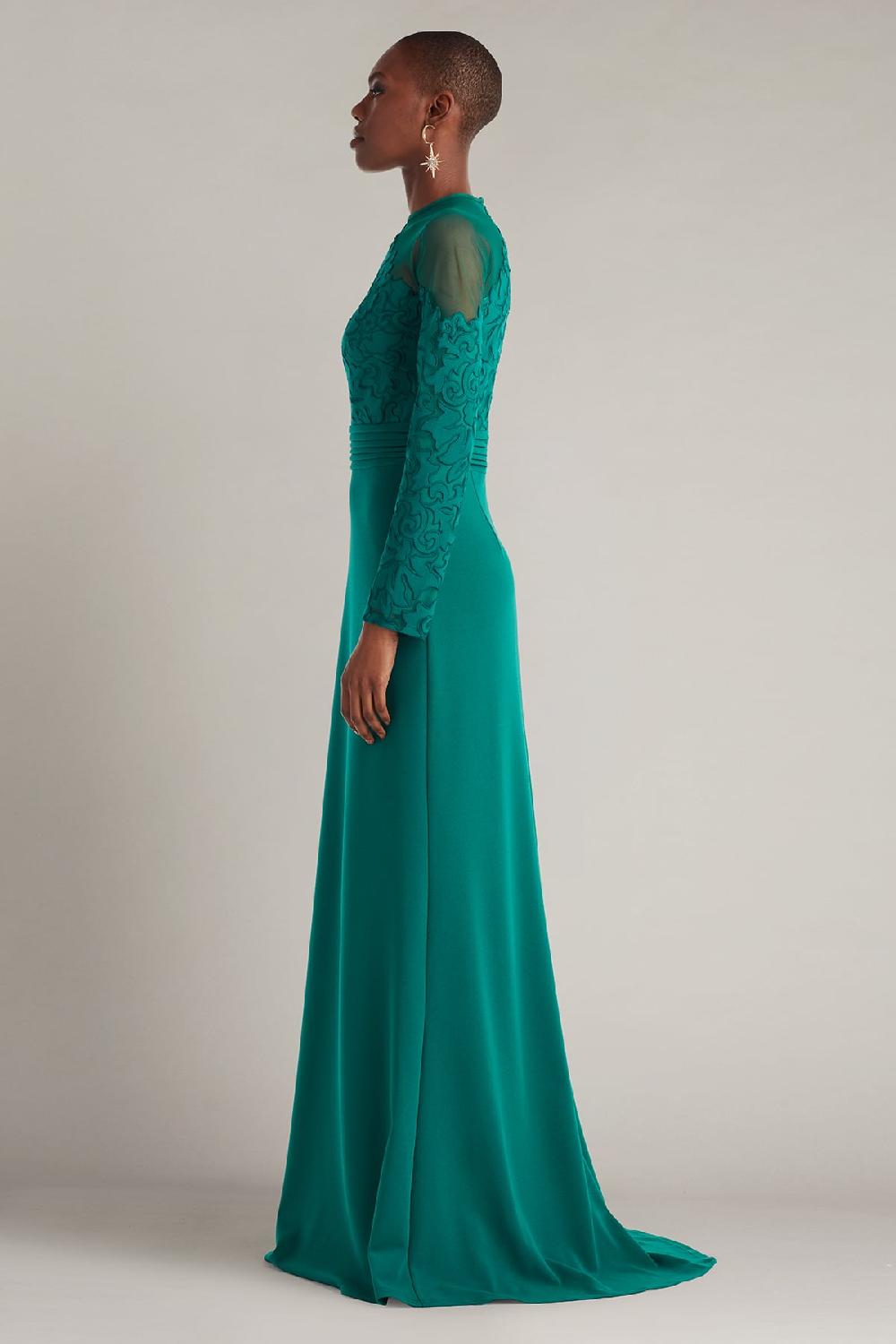 Tadashi Shoji Sinclair Embroidered Crepe Gown