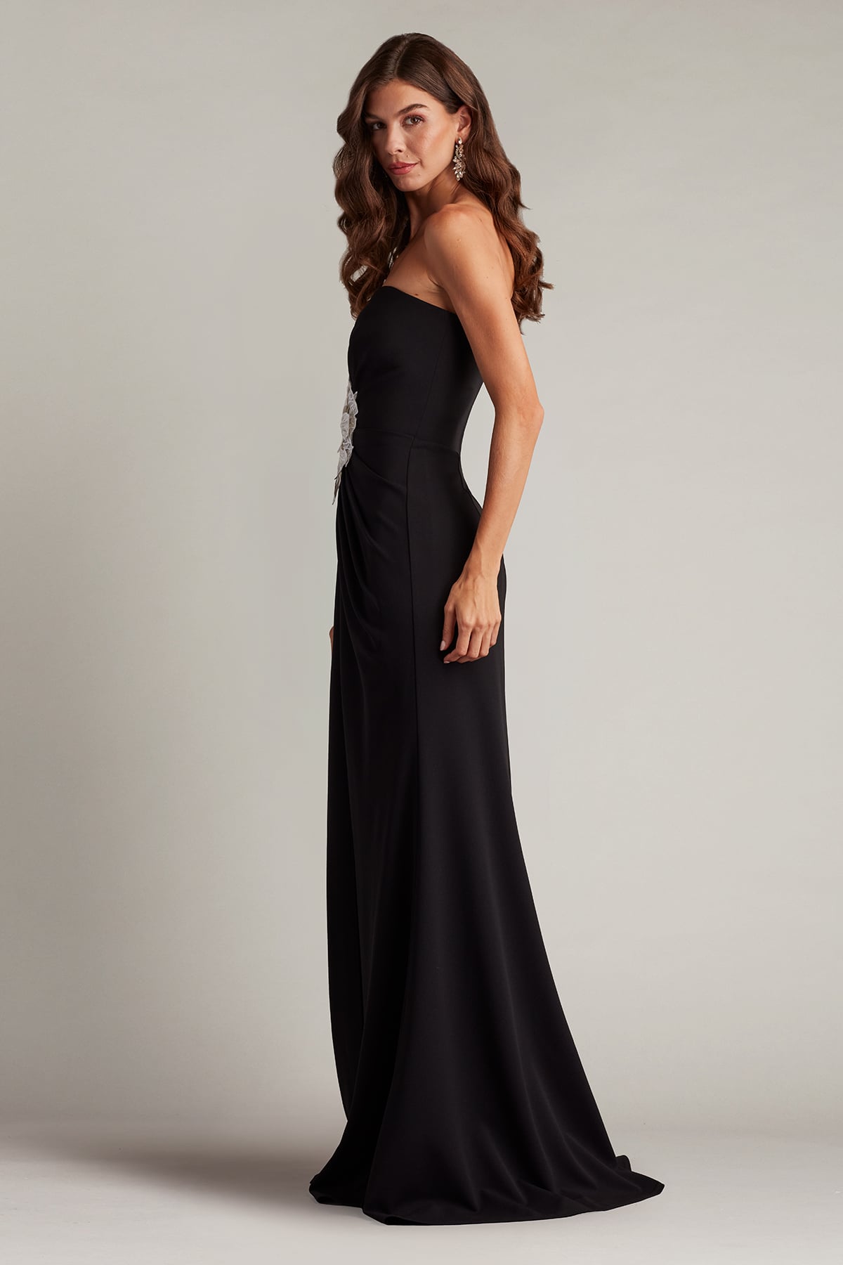 Tadashi Shoji Sirota Center-Front Ruffle Gown