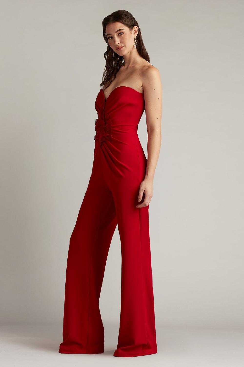 Tadashi Shoji Sirota Center-Front Ruffle Jumpsuit