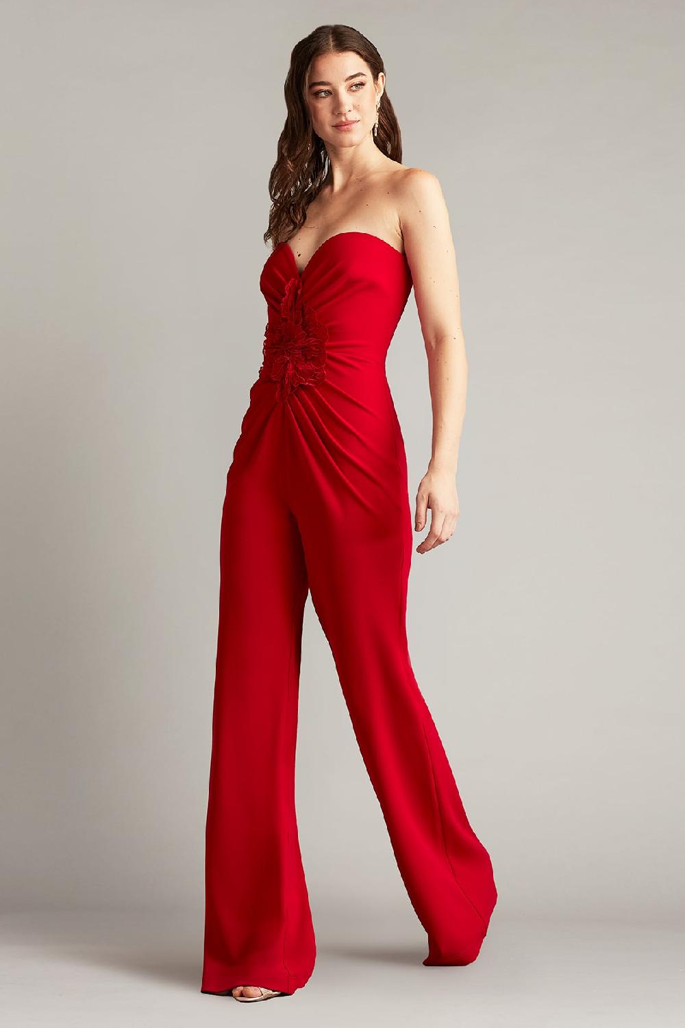 tadashi shoji Sirota Center-Front Ruffle Jumpsuit