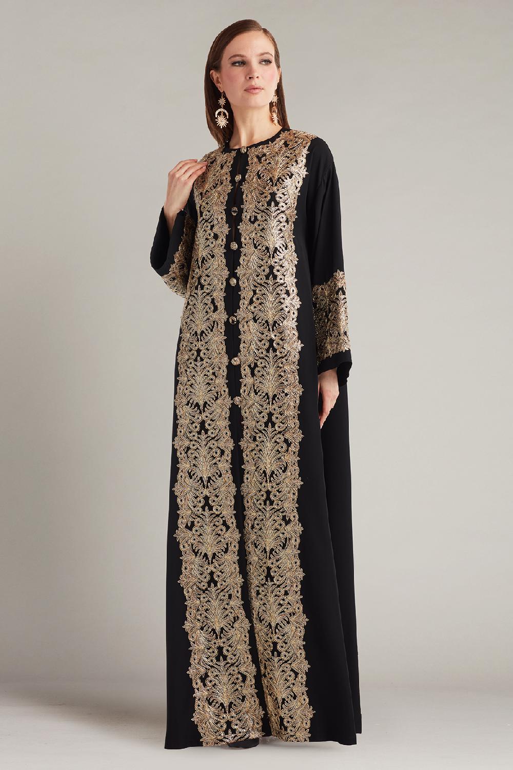 Tadashi Shoji Solem Sequin Embroidered Caftan Gown