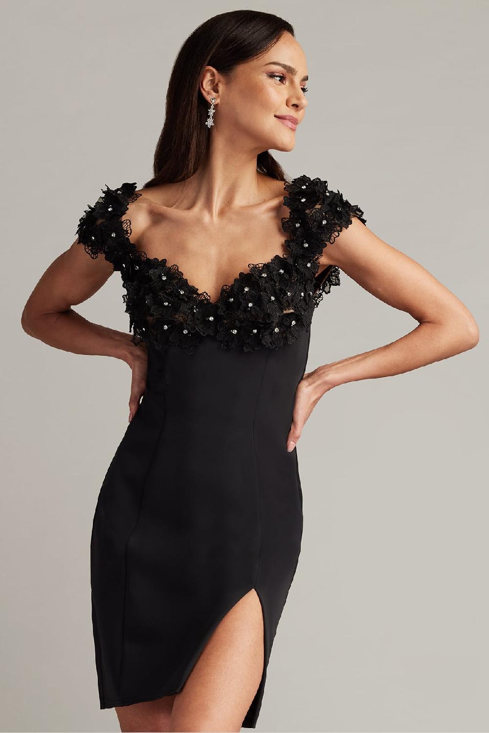 Tadashi Shoji Sone Floral Embellished Mini Dress