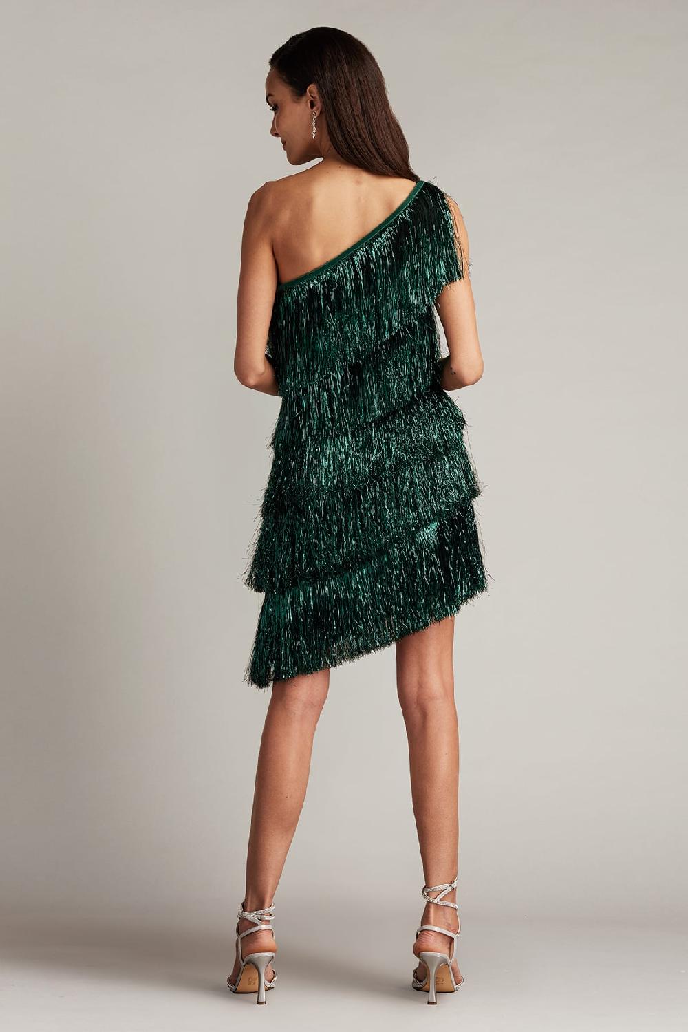 Tadashi Shoji Sonny Metallic Fringe Mini Dress