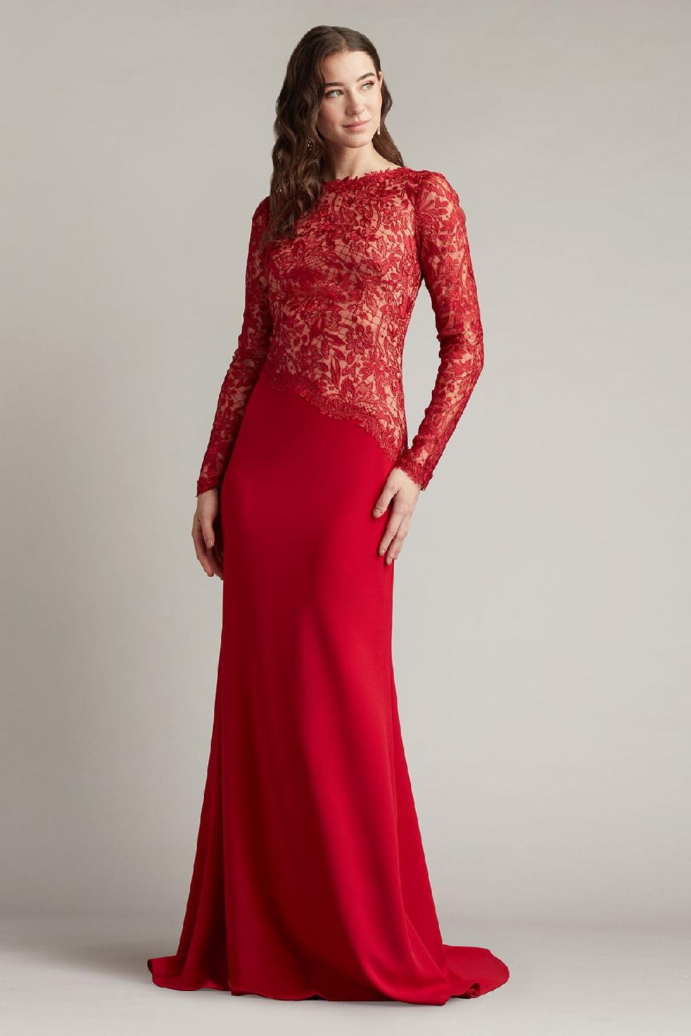 tadashi shoji Sorrell Embroidered Crepe Gown