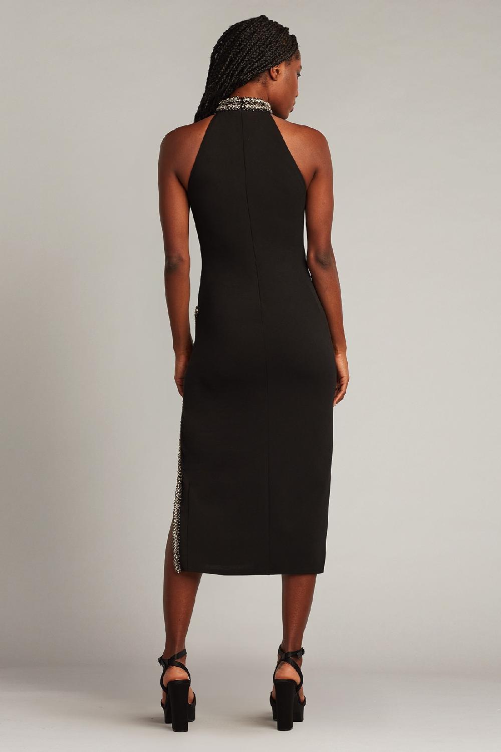 Tadashi Shoji Steva Embellished Halter Midi Dress