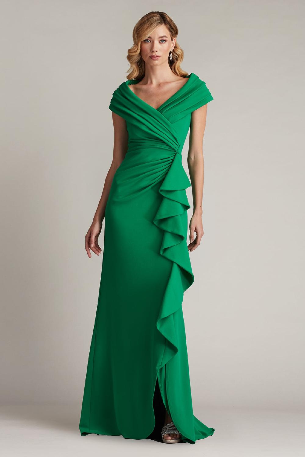 Tadashi Shoji Talise Waterfall Flounce Gown