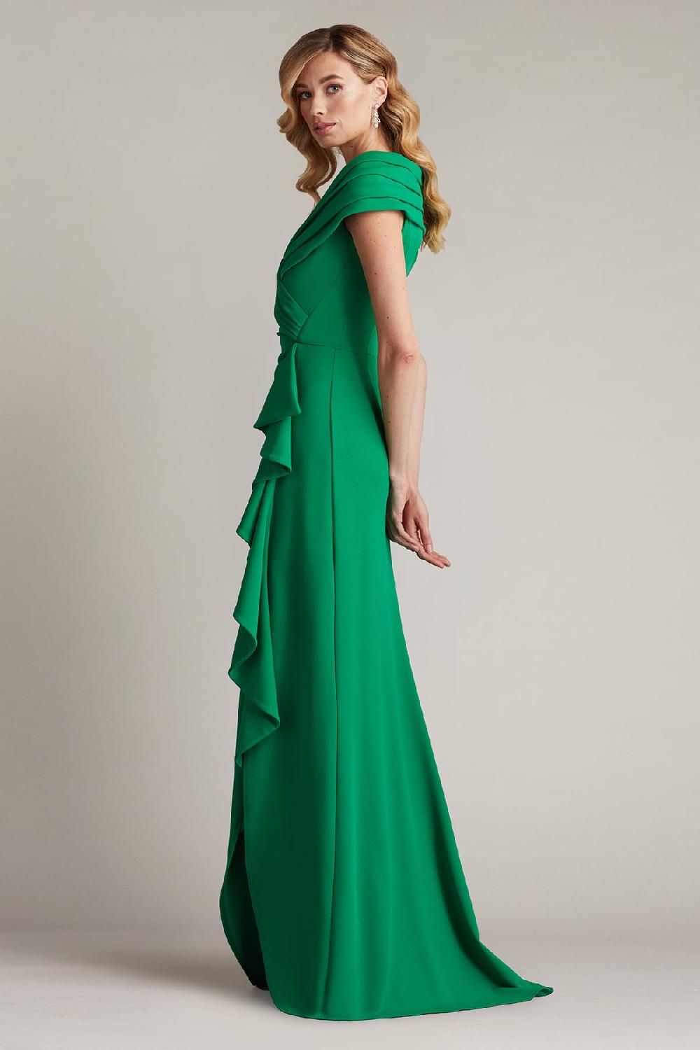 Tadashi Shoji Talise Waterfall Flounce Gown