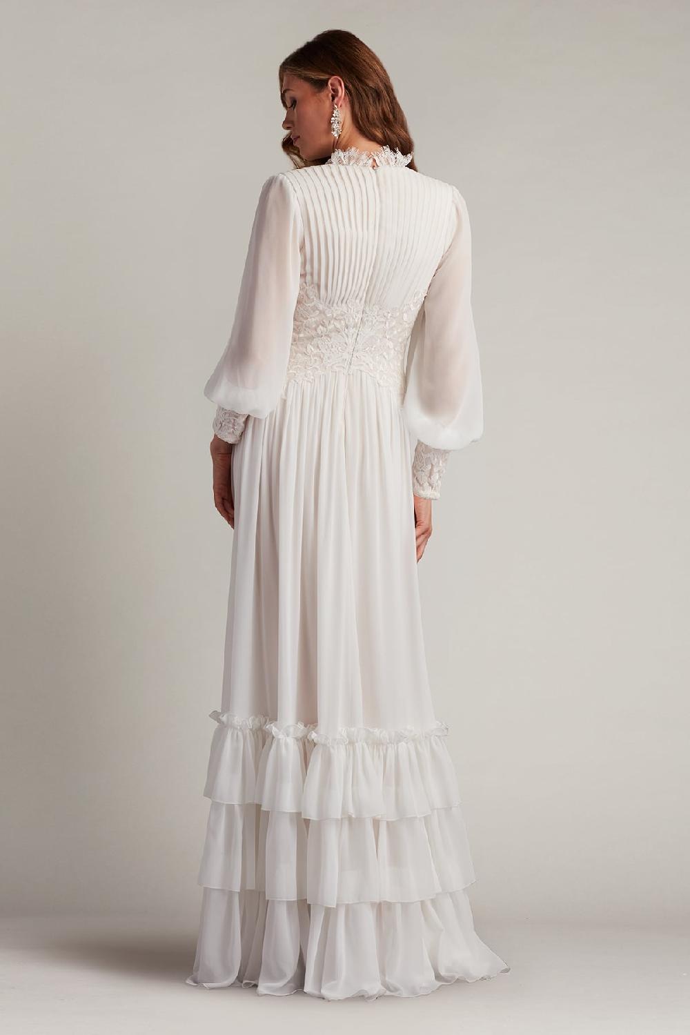 Tadashi Shoji Topanga Tiered Bishop Sleeve Gown