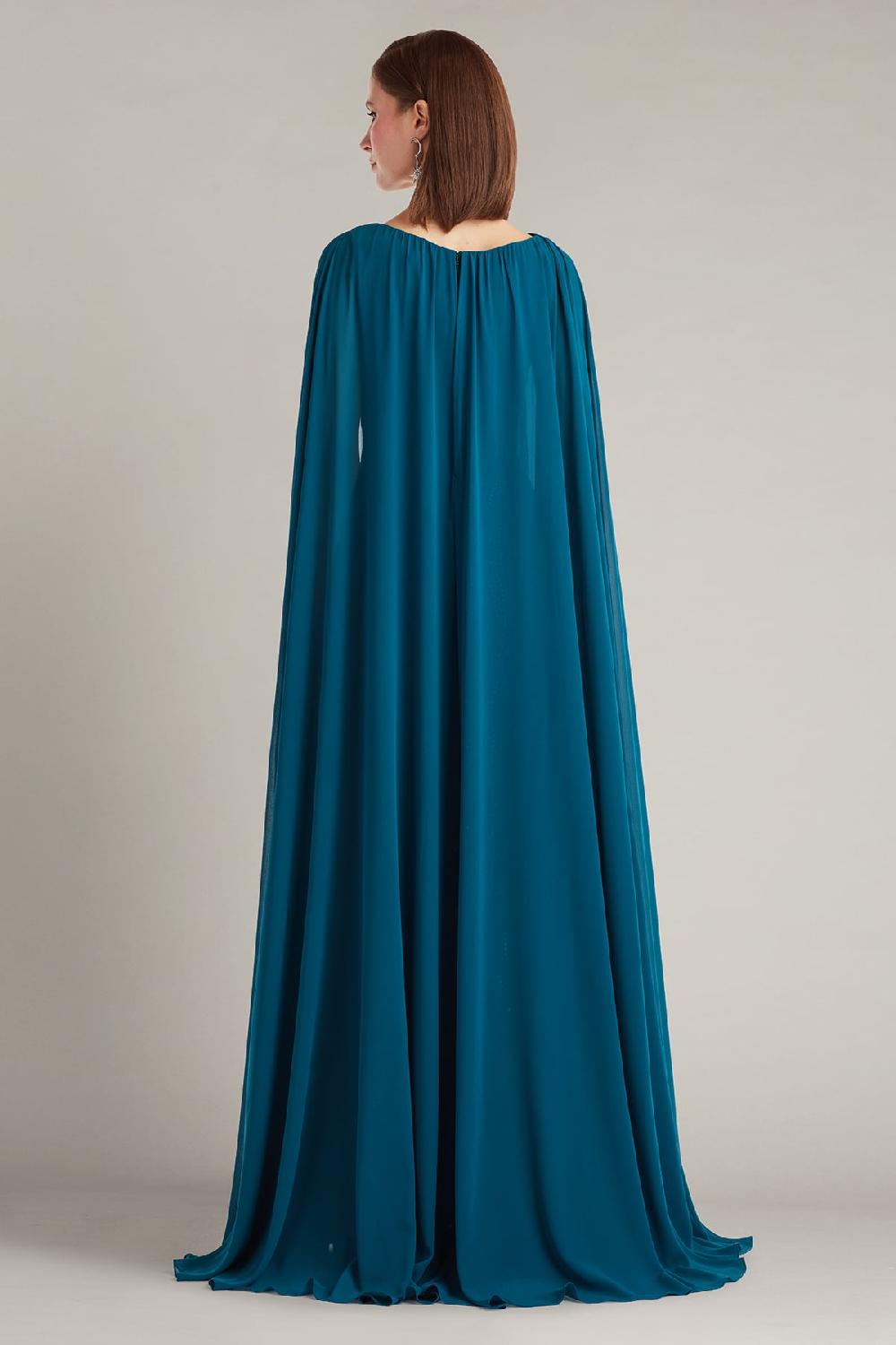 Tadashi Shoji Tullett Sequin Embroidered Cape Gown