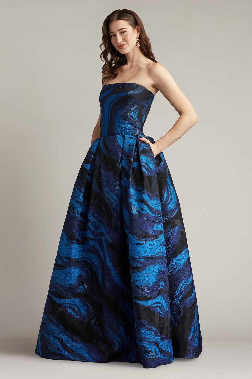 Tadashi Shoji Valora Strapless Jacquard Ball Gown