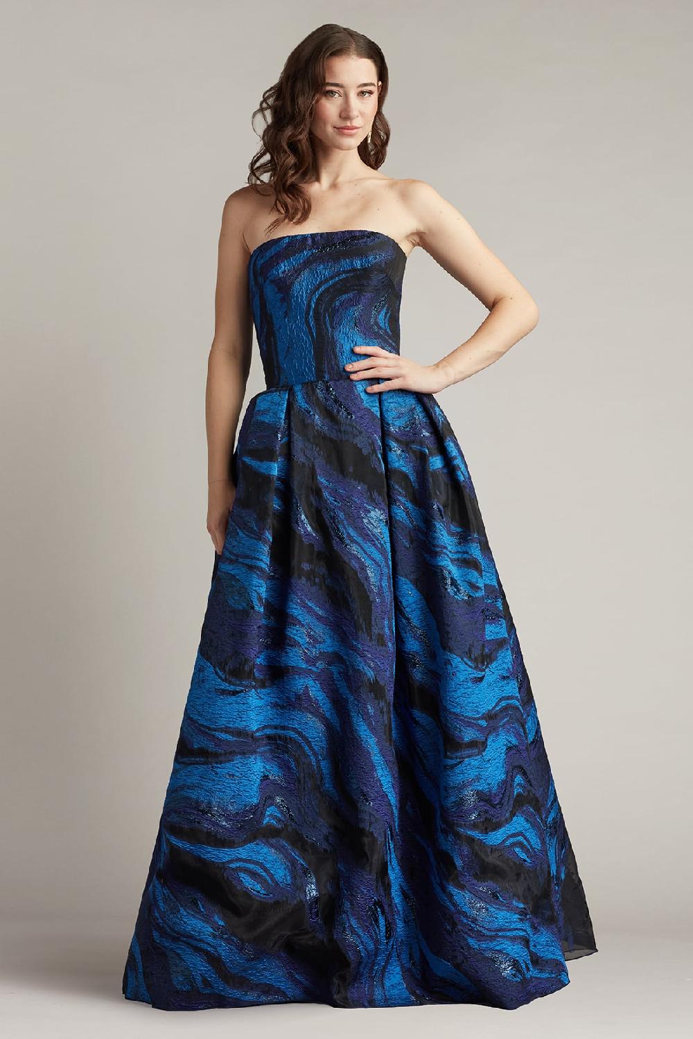 tadashi shoji Valora Strapless Jacquard Ball Gown